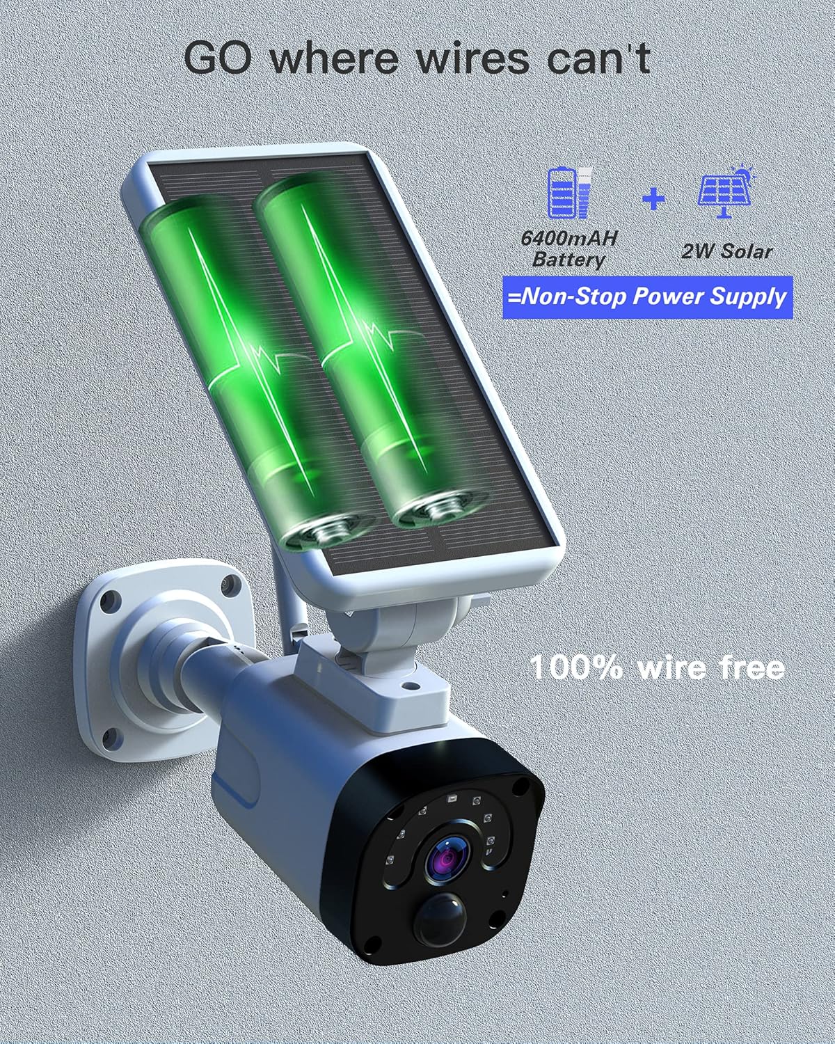 Wireless Solar Powered Security Camera with 1080P Camera and Base Station U965294