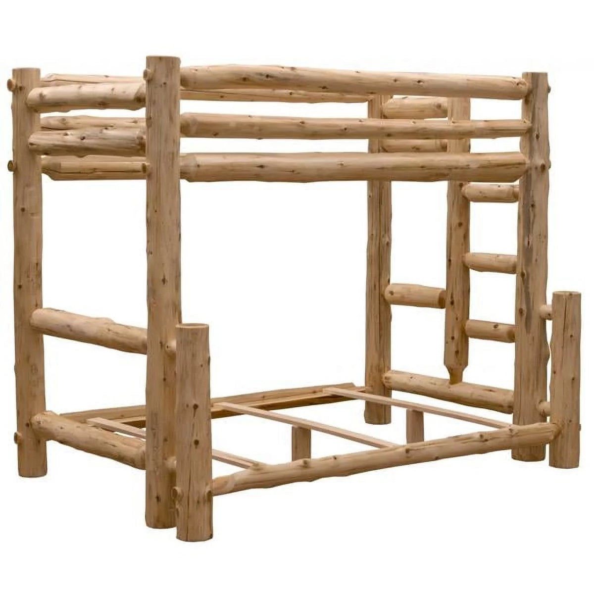 Rustic Natural Cedar Single Ladder Left Log Bunk Bed V862477