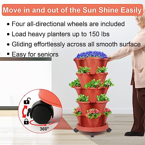 7 Tier Stackable Planters with Removable Wheels N133093