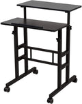 2 Inches Carpet Wheels Mobile Standing Desk Height Adjustable Oak Q258226