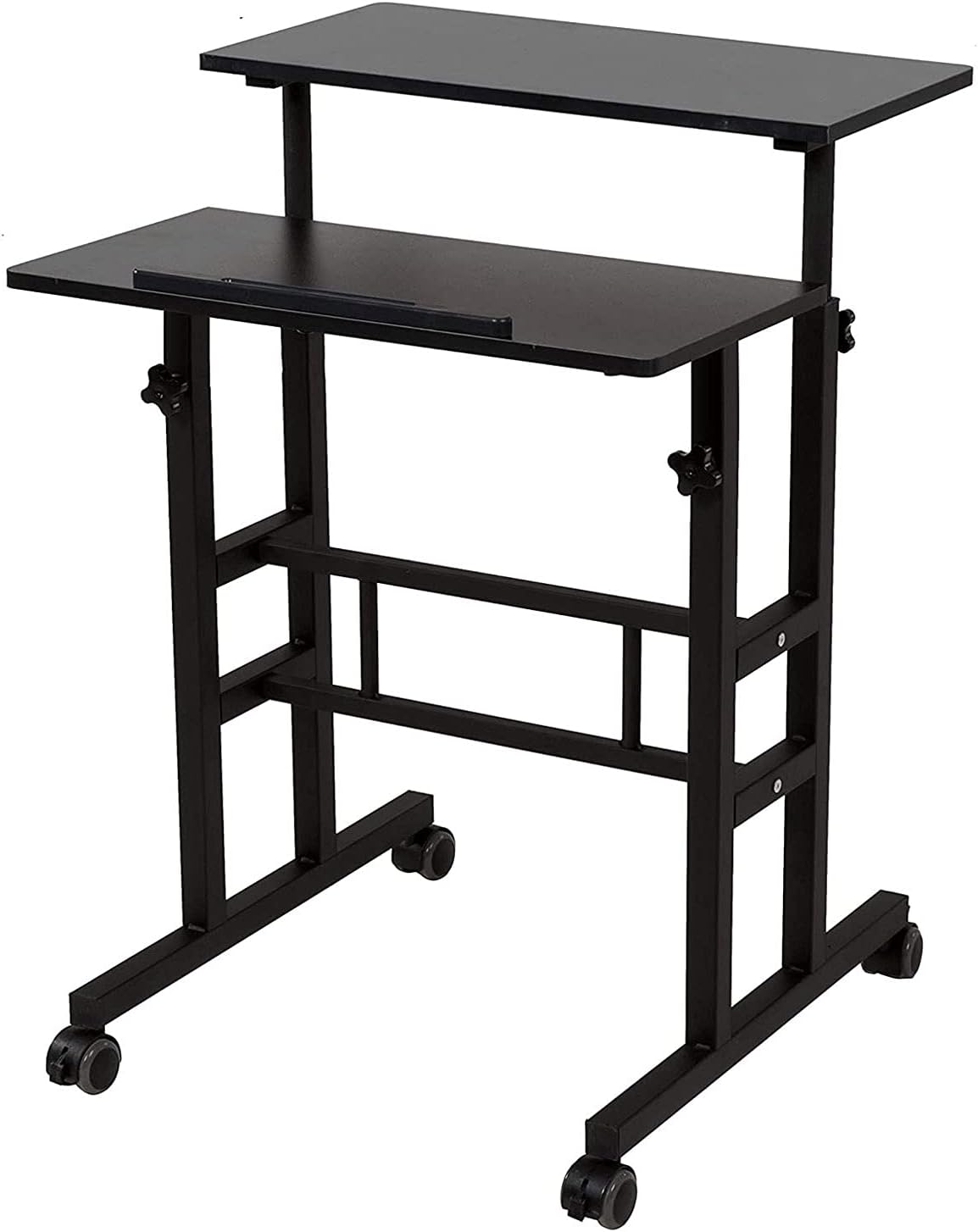 2 Inches Carpet Wheels Mobile Standing Desk Height Adjustable Oak Q258226