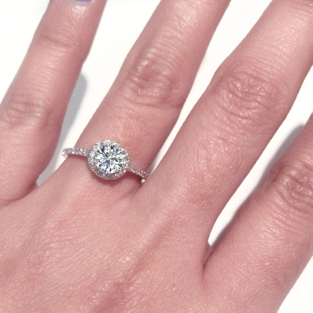 1.48 CT GIA Certified Round Brilliant Diamond Halo Engagement Ring 14K Gold K674630