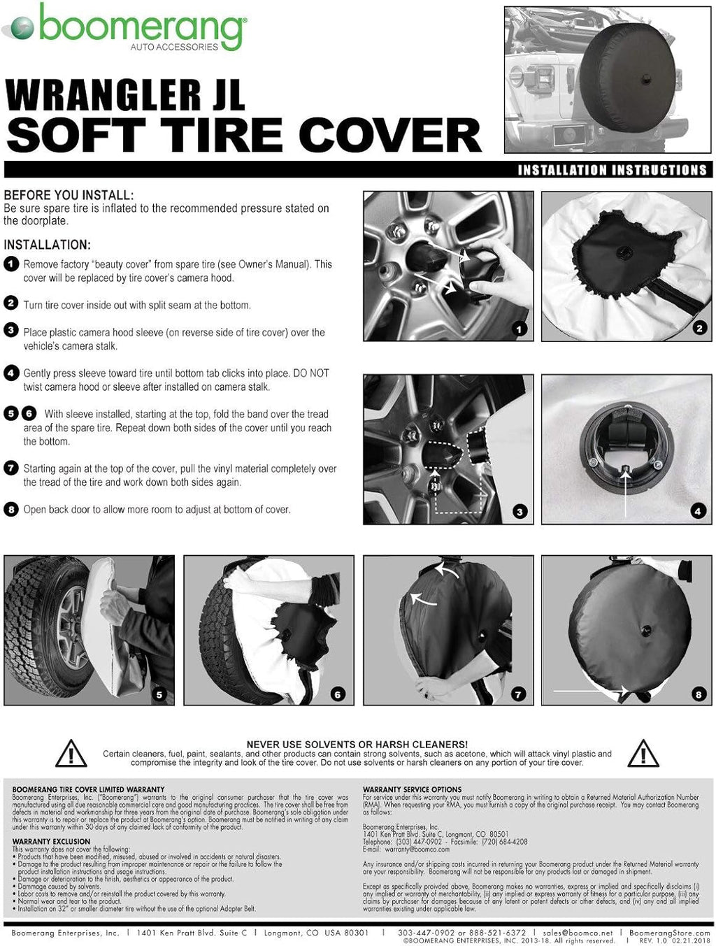 32" Soft Tire Cover for Jeep Wrangler JL Pack of 2 V723578