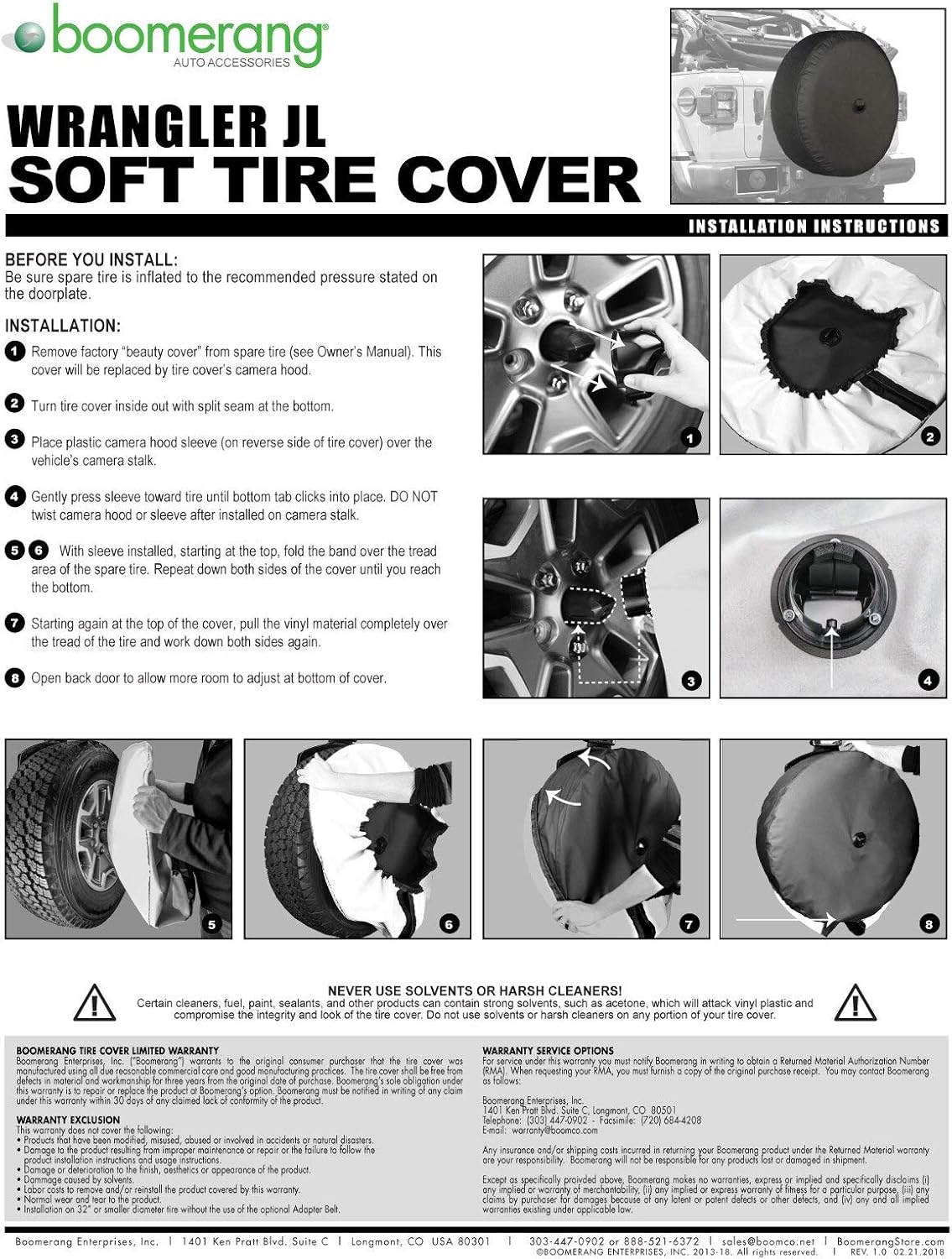 32" Soft Tire Cover for Jeep Wrangler JL Pack of 2 V723578