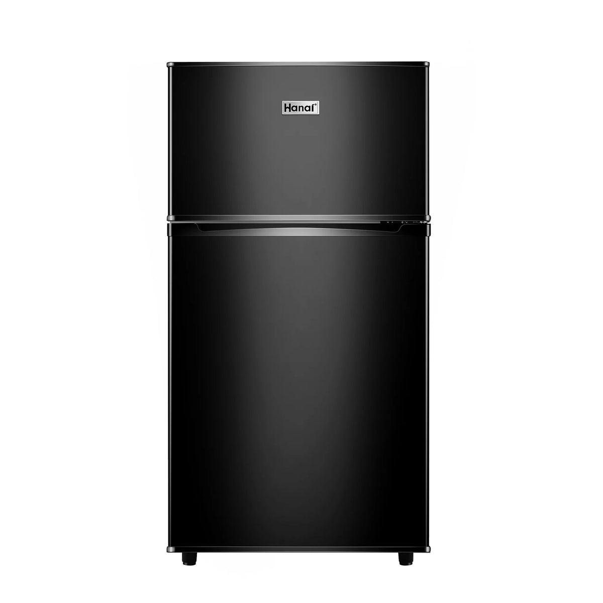 Two Door Mini Fridge with Freezer, 3.5 Cu ft, Black I125