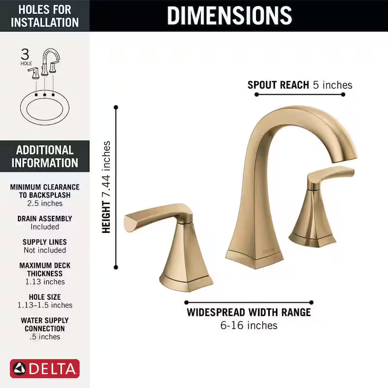 8 in. Widespread Double Handle Bathroom Faucet in Champagne Bronze T905595