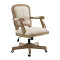 Beige Stripe Upholstered Office Chair with Wheels G53903