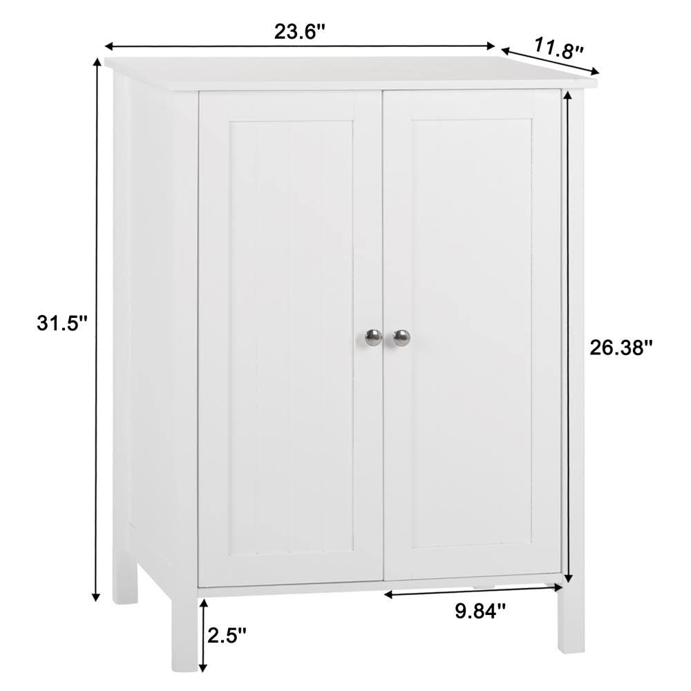 White Free Standing Bathroom Floor Cabinet with Double Doors and Adjustable Shelf J4367