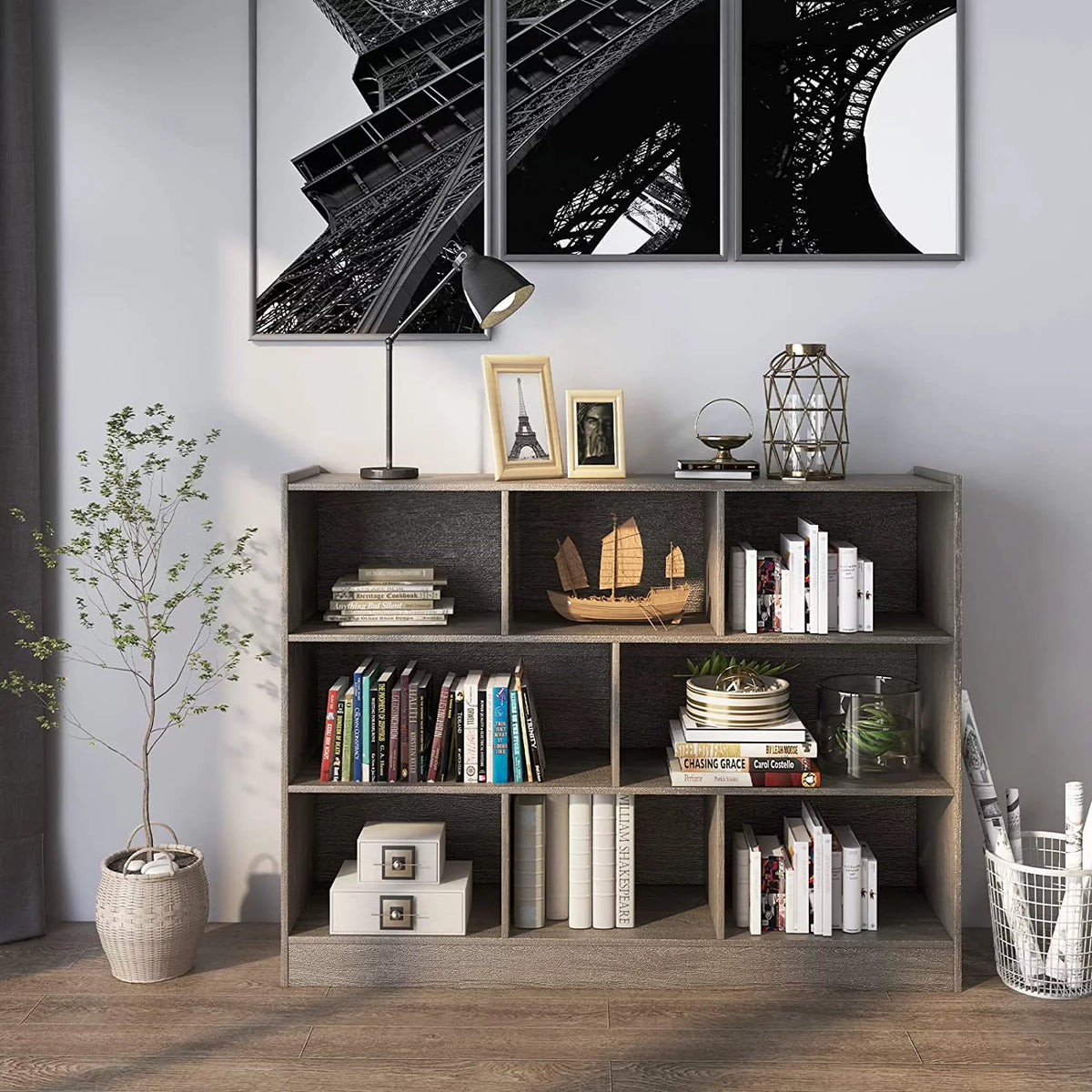 3 Tier 8 Cube Wood Storage Bookcase I85636
