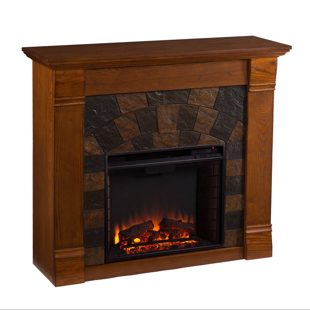 Salem Antique Oak Electric Fireplace S70412