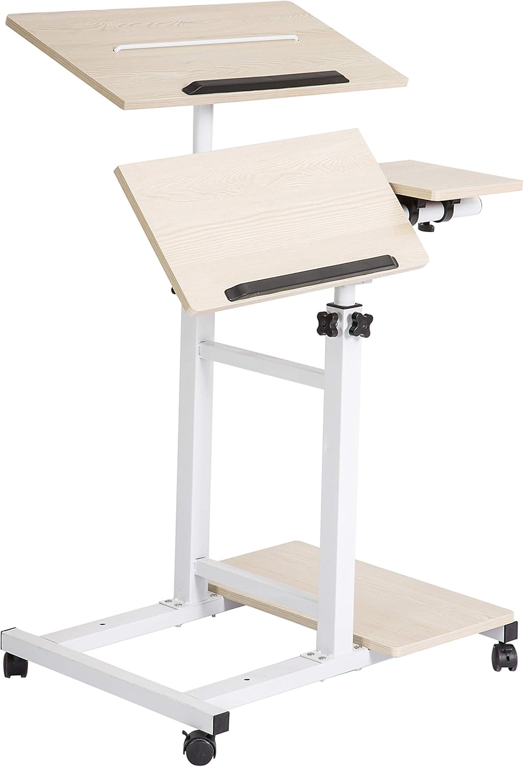 2 Inches Carpet Wheels Mobile Standing Desk Height Adjustable Oak Q258226