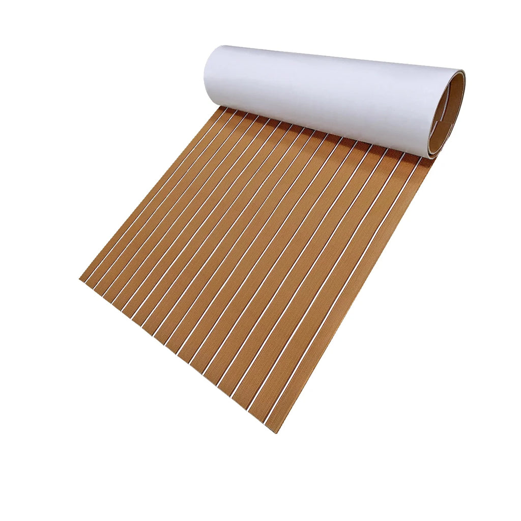 94"× 35" EVA Foam Faux Teak Decking Sheet Self-Adhesive Non-Skid Marine Flooring D8051
