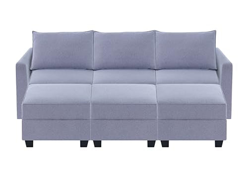 Caramel 6-Seater Modular Sleeper Couch with Ottoman Air Leather H173