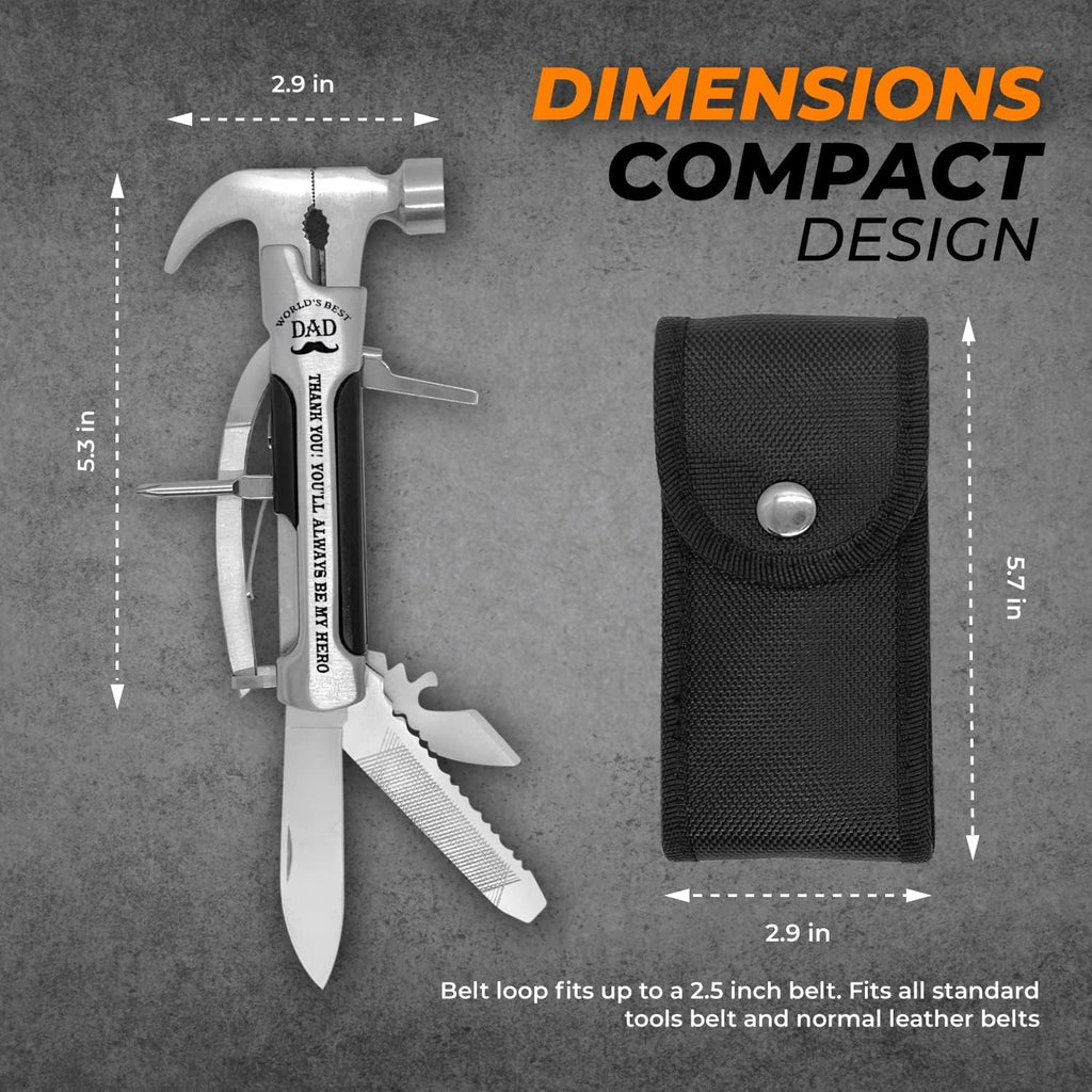 Stainless Steel Hammer Multitool with case and clip R1406