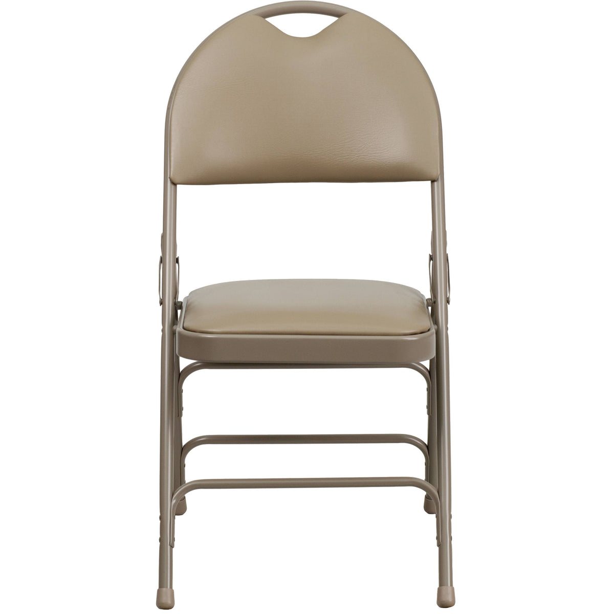Beige Vinyl Metal Folding Chair T4535