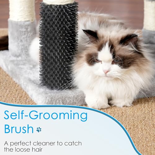 Light Gray 74 inches Multi-Level XL Cat Tree with Three Cat Condos and Two Top Decks P604
