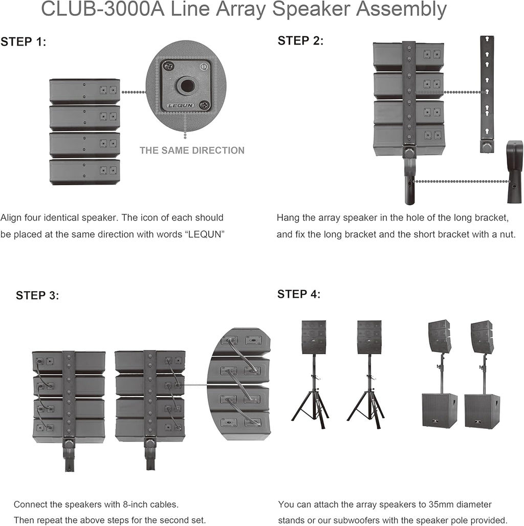 Powered PA Speaker System Combo Set with Subwoofers and Line Array Speakers R43141