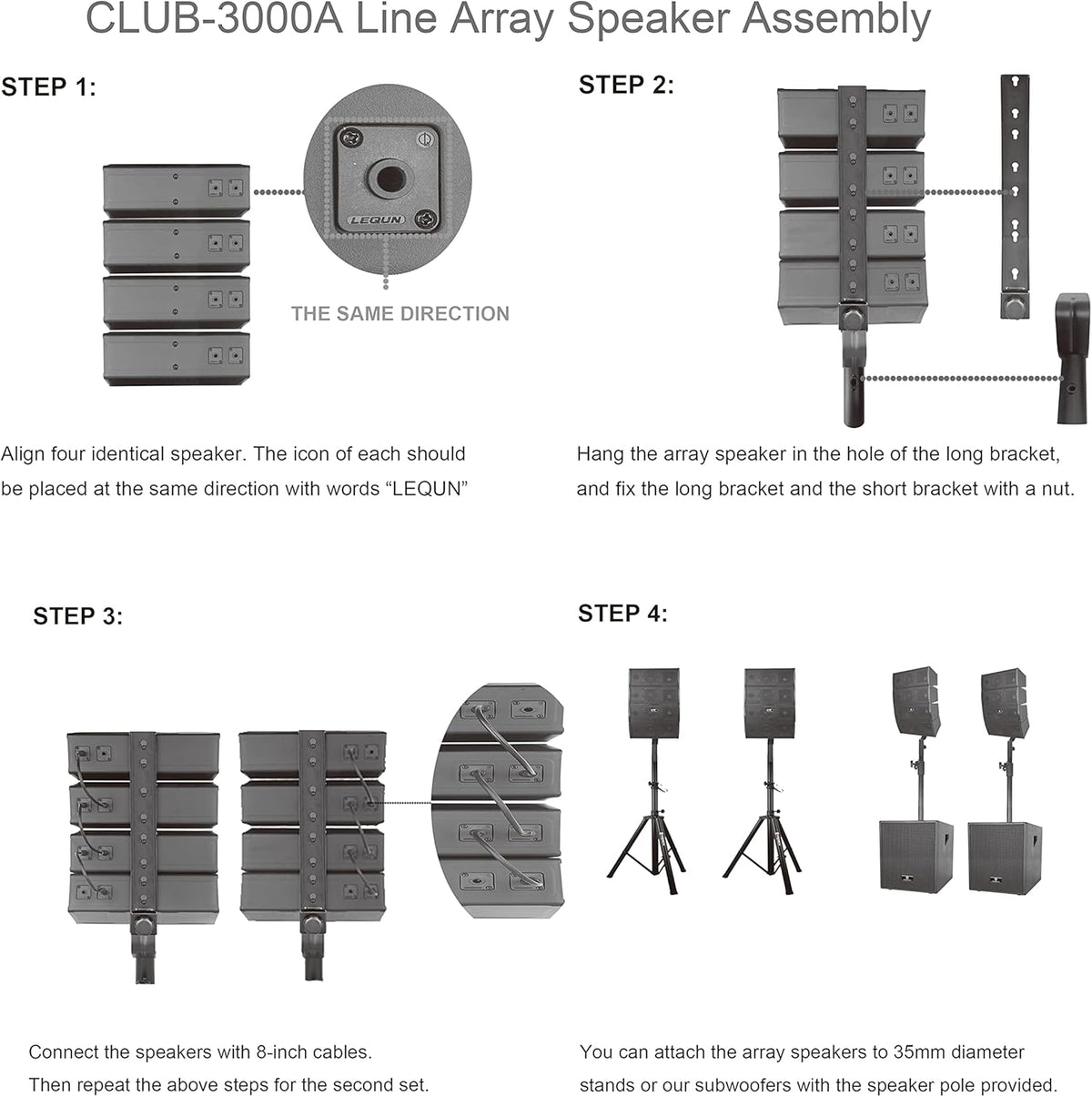 Powered PA Speaker System Combo Set with Subwoofers and Line Array Speakers R43141