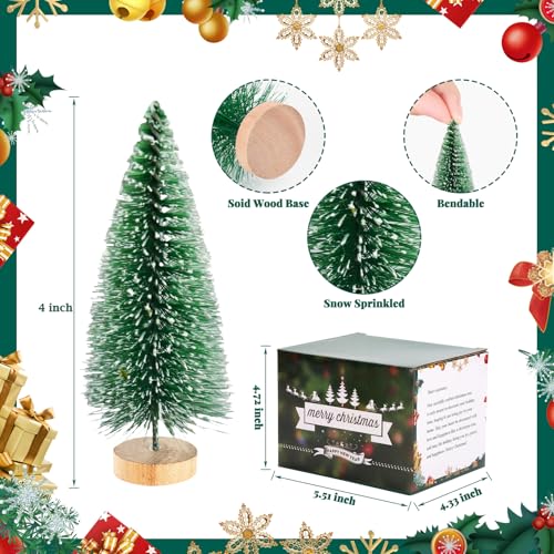 12 Pcs 4" Artificial Bottle Brush Trees with Lights Z47957