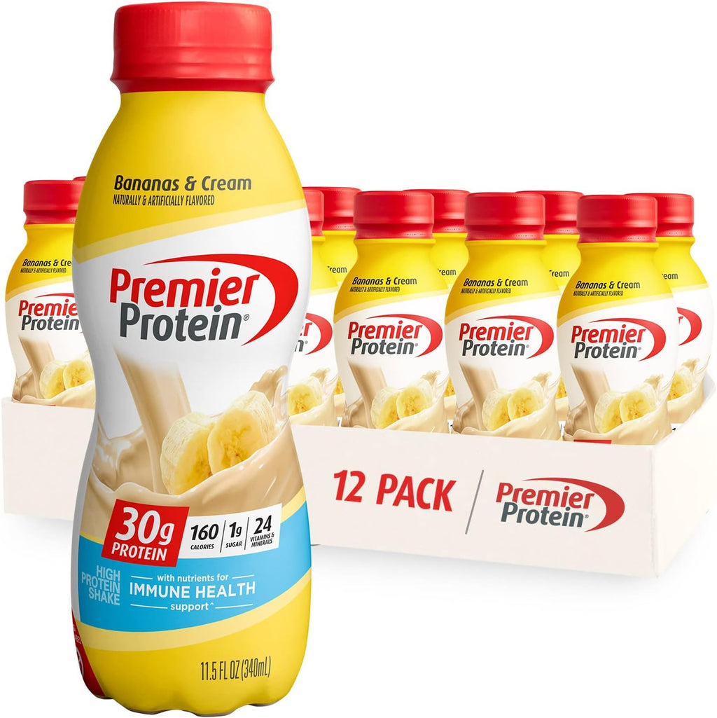 Bananas & Cream and Cake Batter Flavors 30g Protein 1g Sugar 24 Vitamins & Minerals 12 and 12 Count Protein Shake H605197