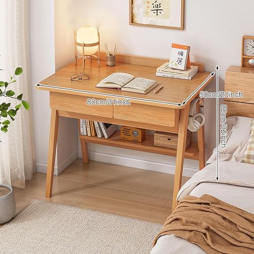 Walnut Wood Writing Desk with Drawers and Storage Shelves K418757