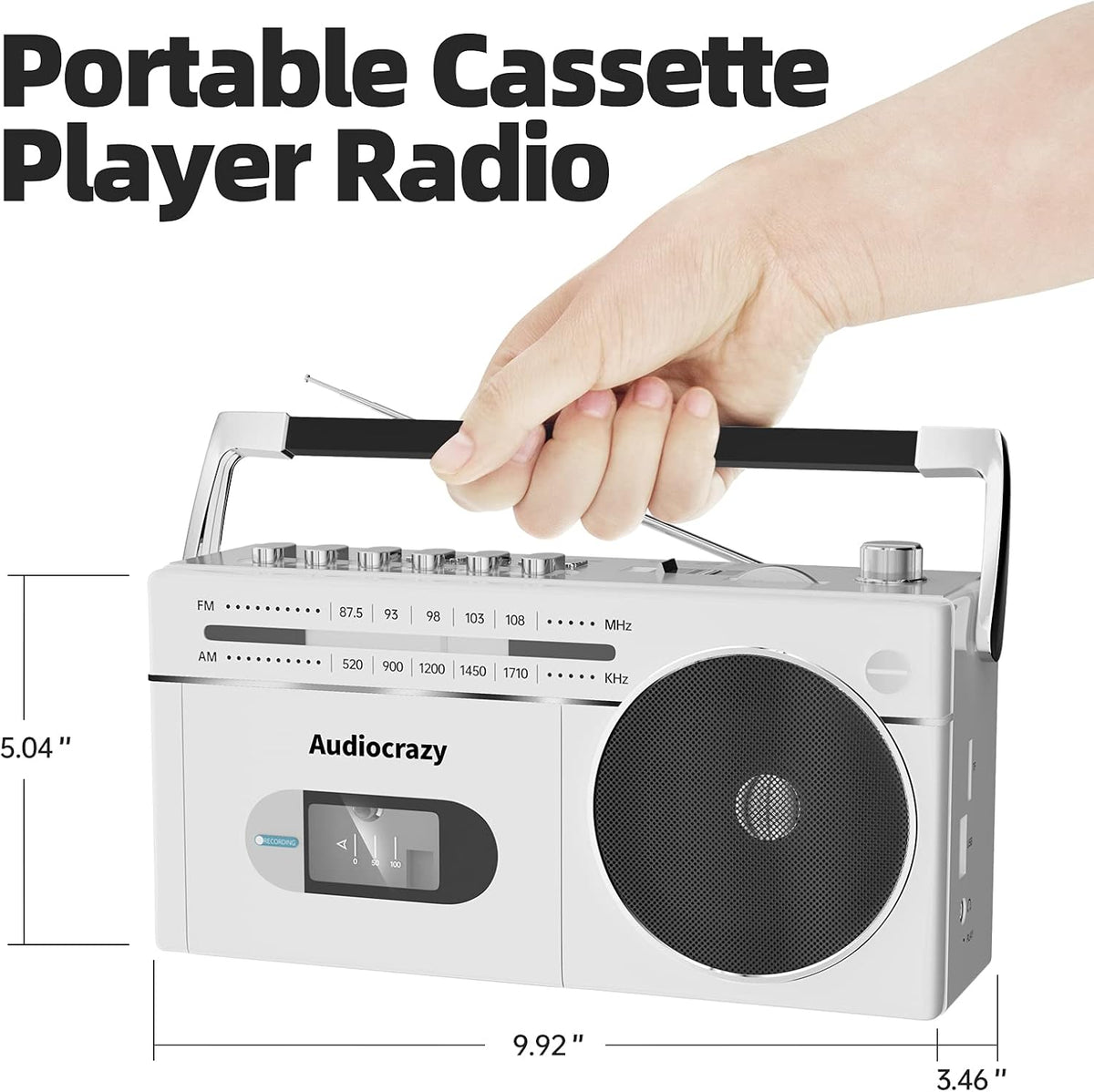 Portable Cassette Player Recorder AM FM Radio Boombox with Speaker U68728
