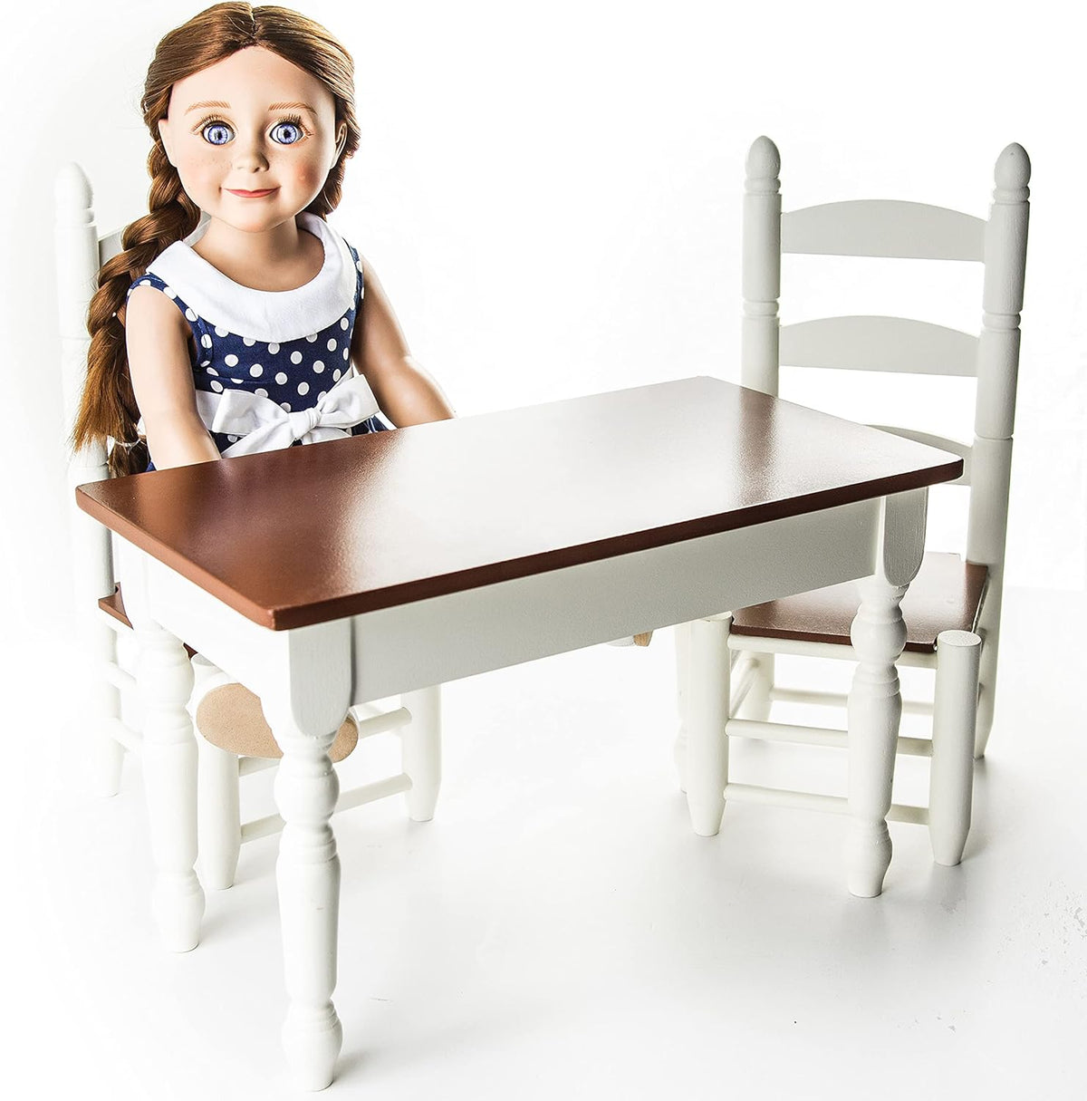 18 Inch Doll Furniture Wooden Kitchen Table and Two Chairs W44050