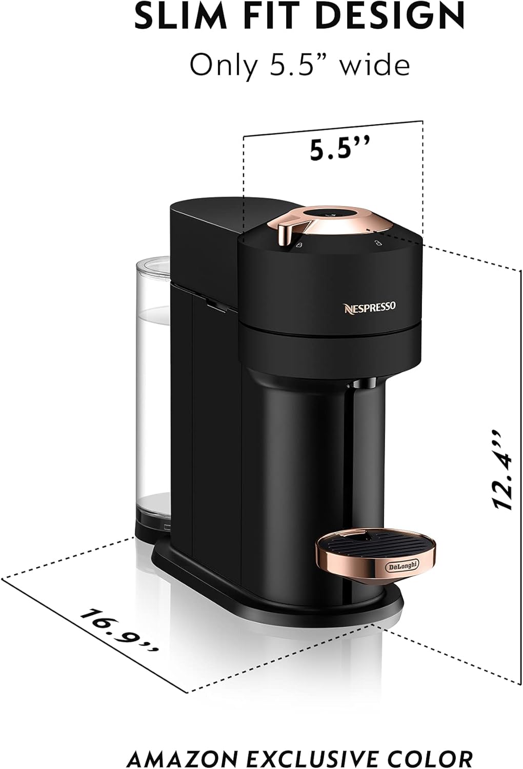 Matte Black Rose Gold Coffee and Espresso Machine with Milk Frother H466033
