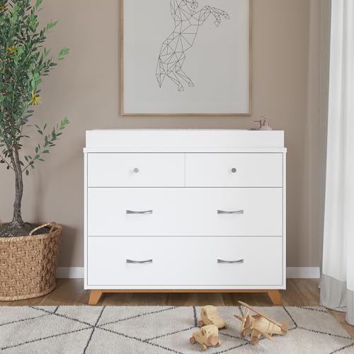 4-Piece Nursery Set with Crib, Dresser, Changing Table Topper, Chest, Nightstand A8452