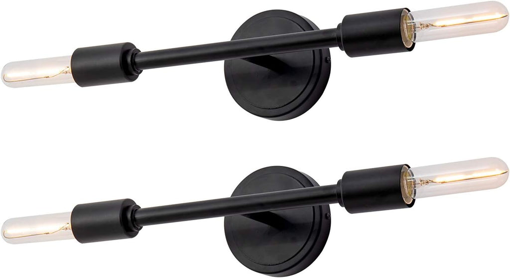 Set of 2 Matte Black Vanity Light F670