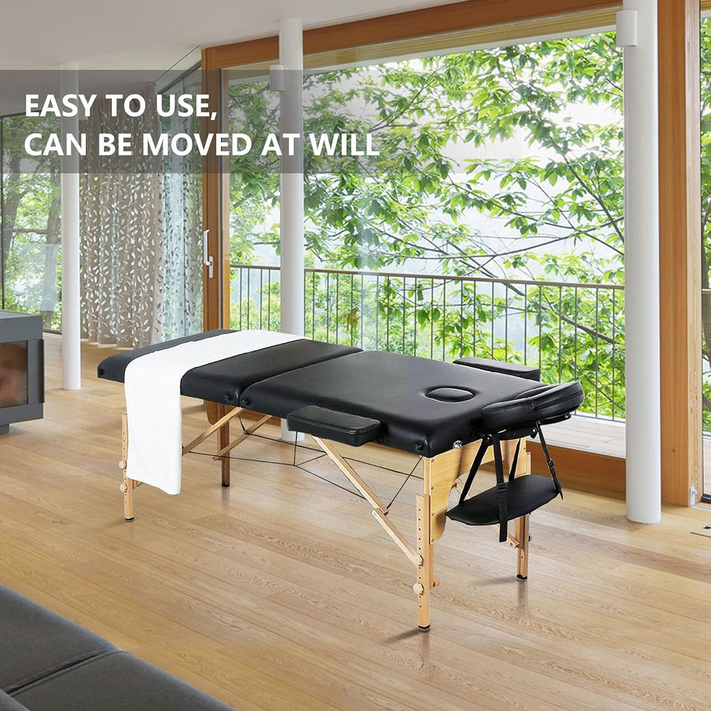 Black 3 Fold Portable Massage Bed with Carrying Case W22204