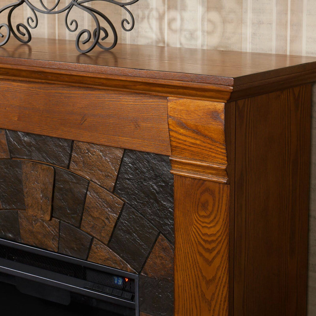 Salem Antique Oak Electric Fireplace S70412