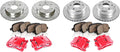 Powder Coated Red Calipers Rotors Ceramic Pads Kit G5108