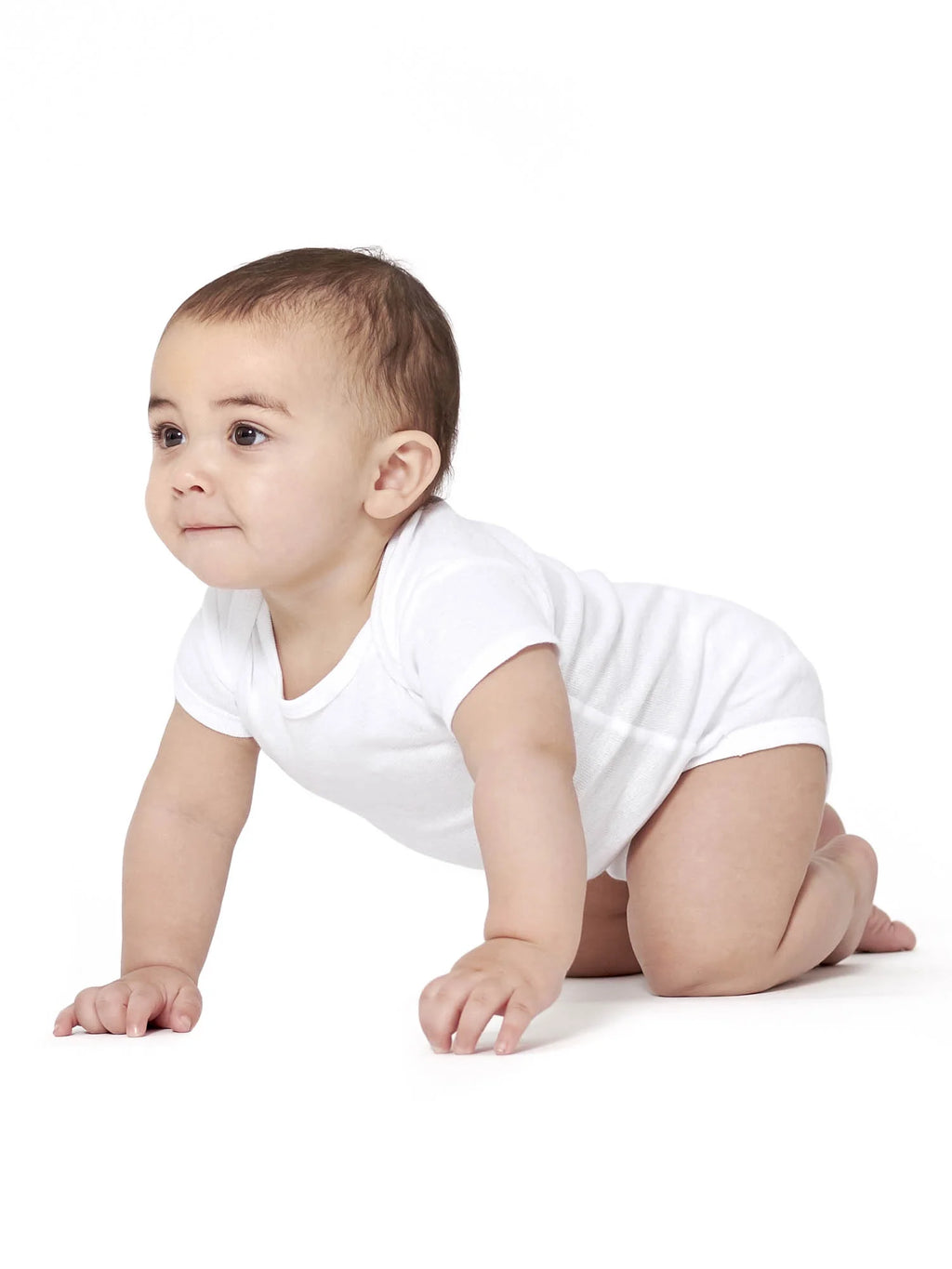 White Cotton Rib Short Sleeve Bodysuits, 8-Pack T93482