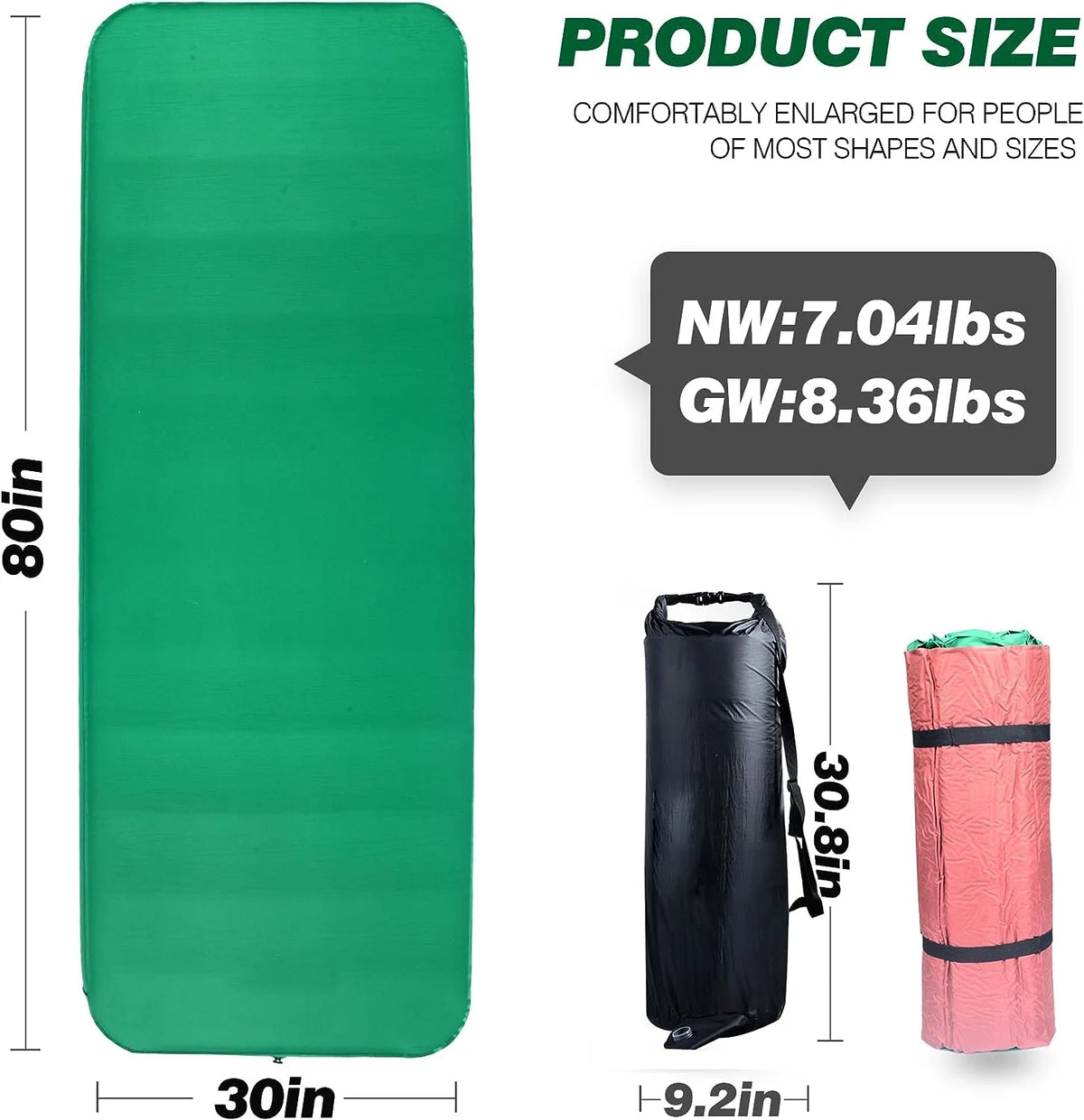 4 Inch Self Inflating Memory Foam Camping Mat I1518