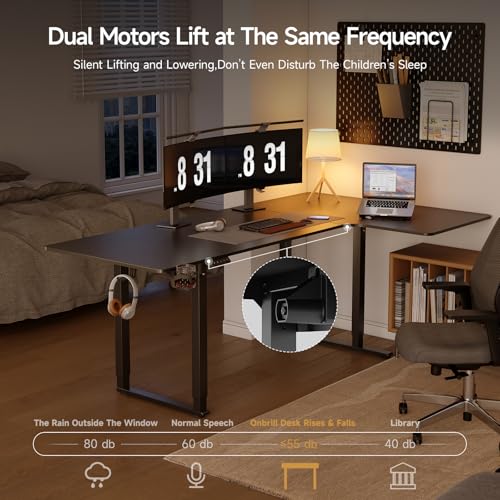 Electric Stand Up Desk Adjustable Height 71x43 Inches L Shaped A6183