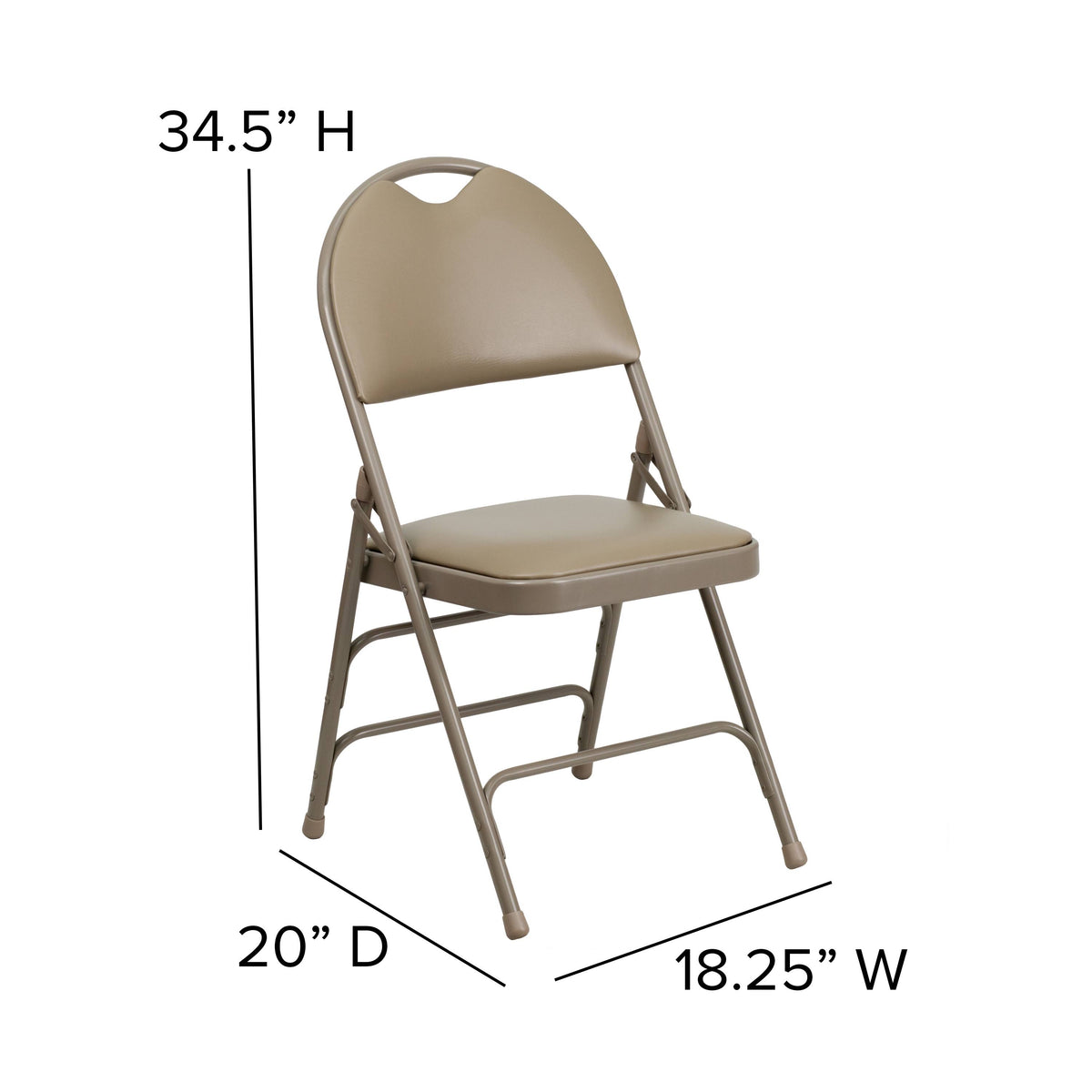 Beige Vinyl Metal Folding Chair T4535