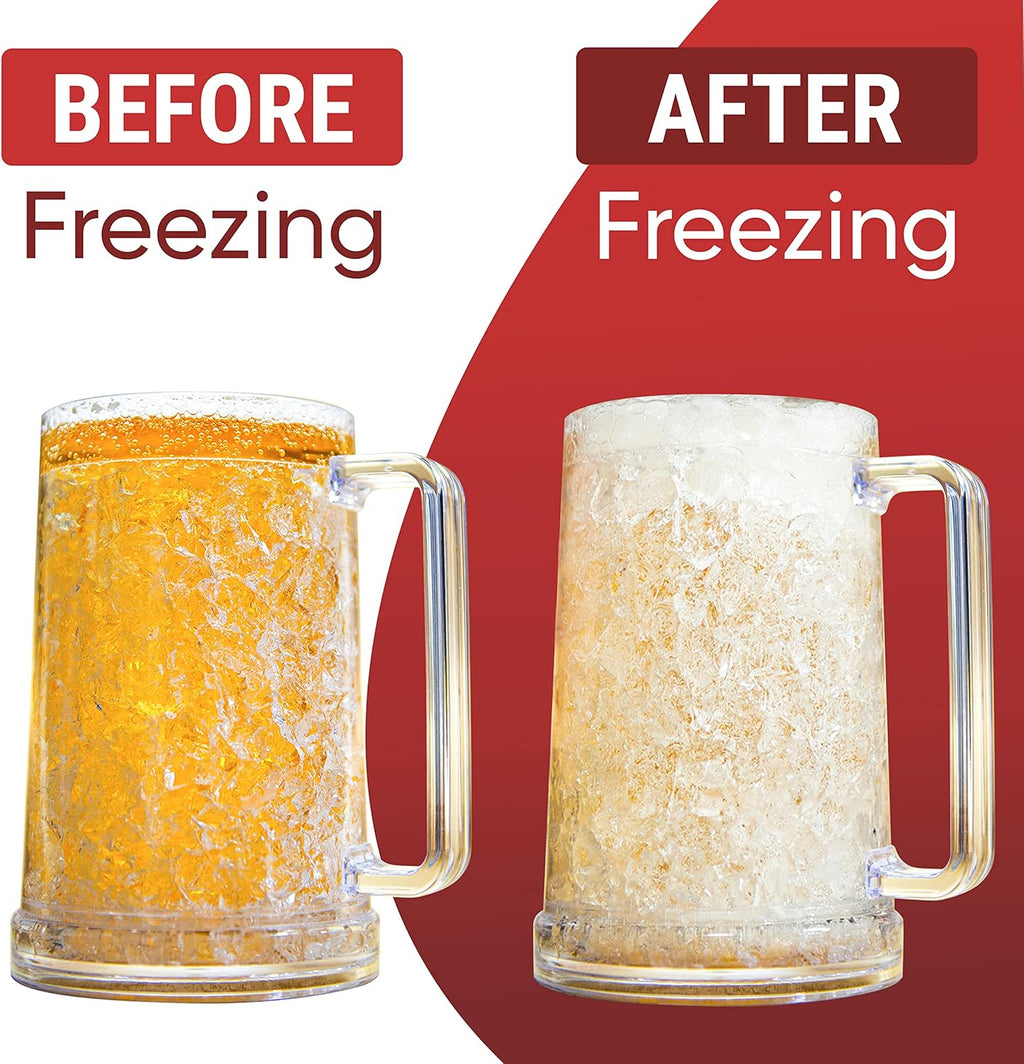 Clear Double Walled Beer Mugs with Handles Set Of 4 X263