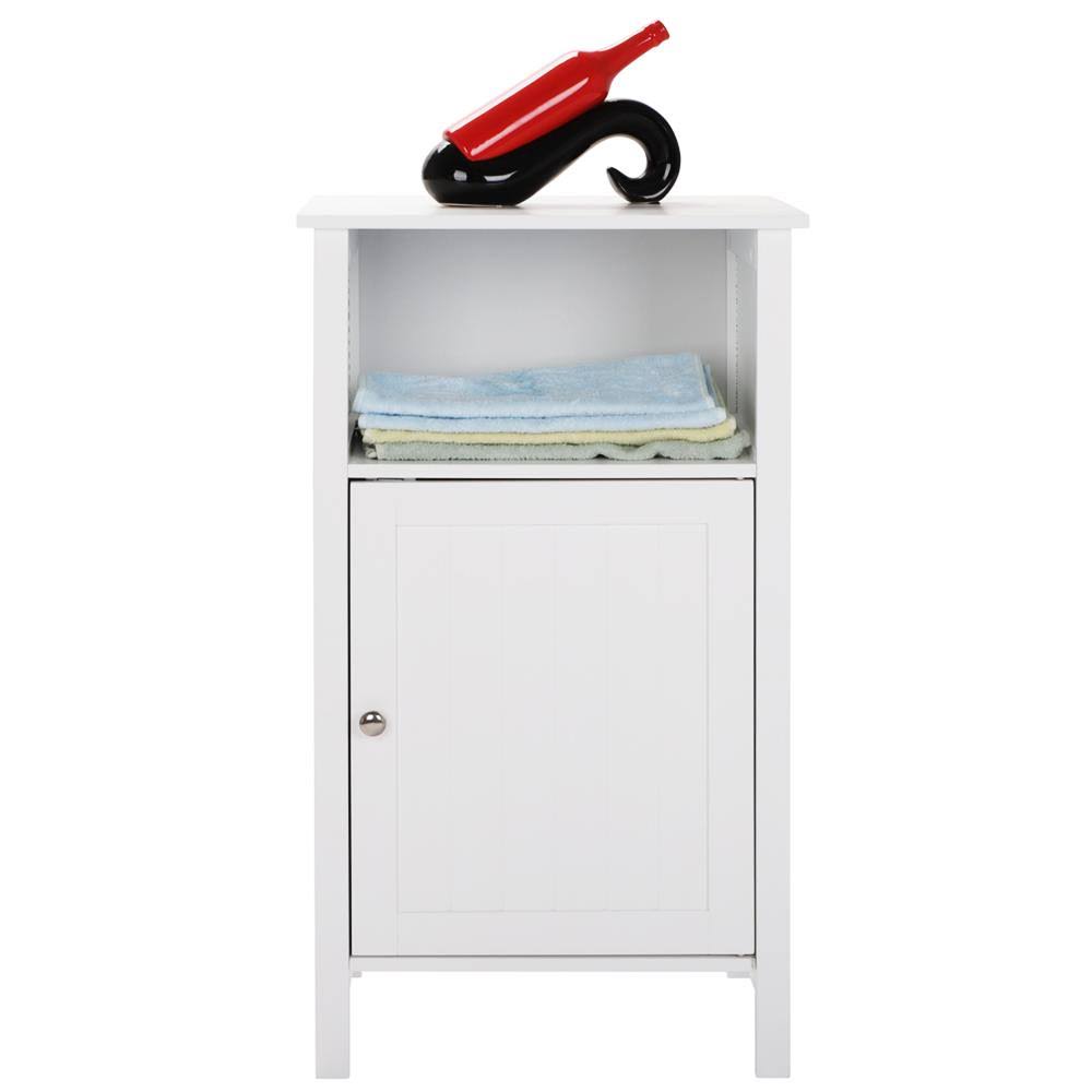 White Wooden Bathroom Floor Cabinet with Adjustable Shelf Z54714
