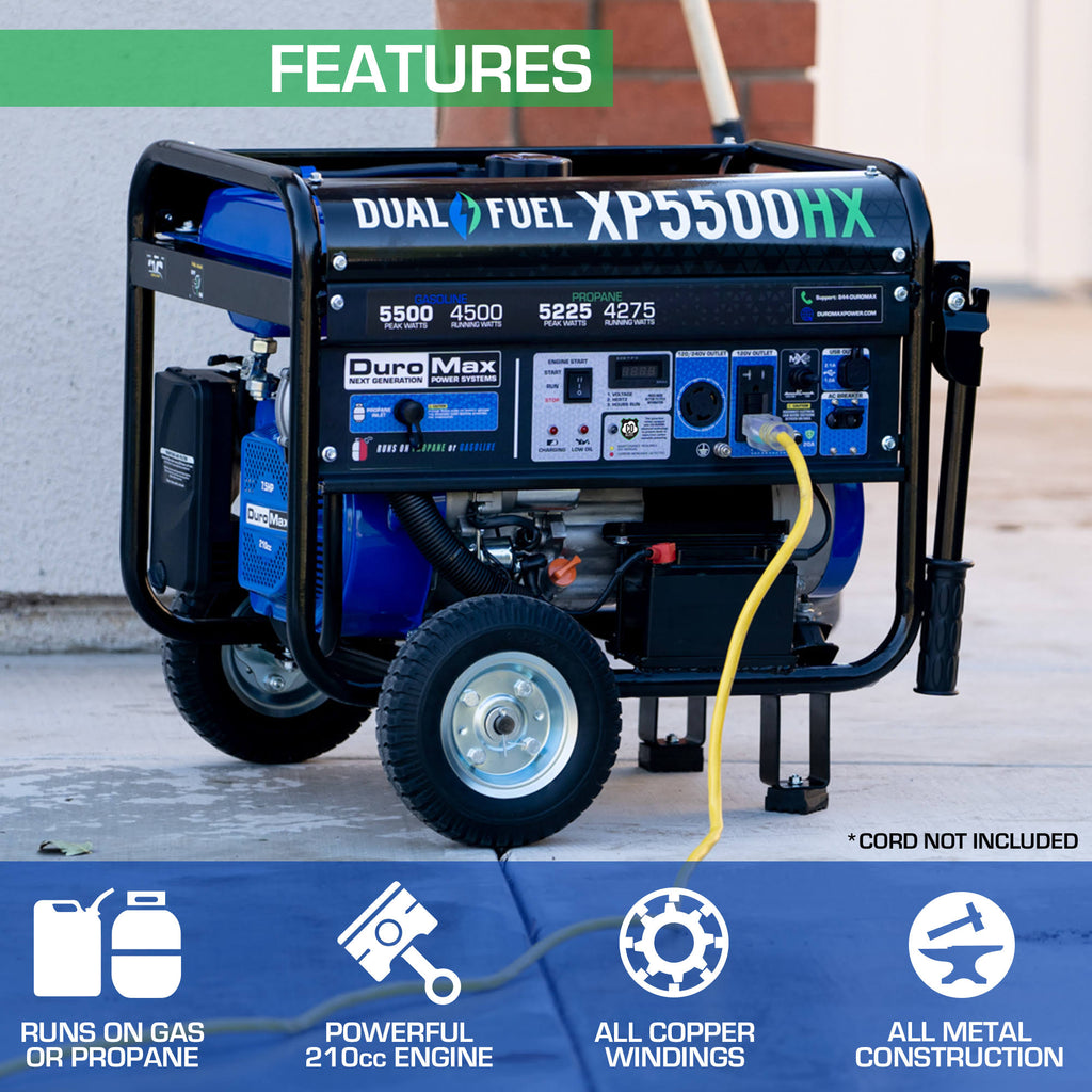 5,500/4,500-Watt Dual Fuel Gasoline/Propane Portable Generator E573056