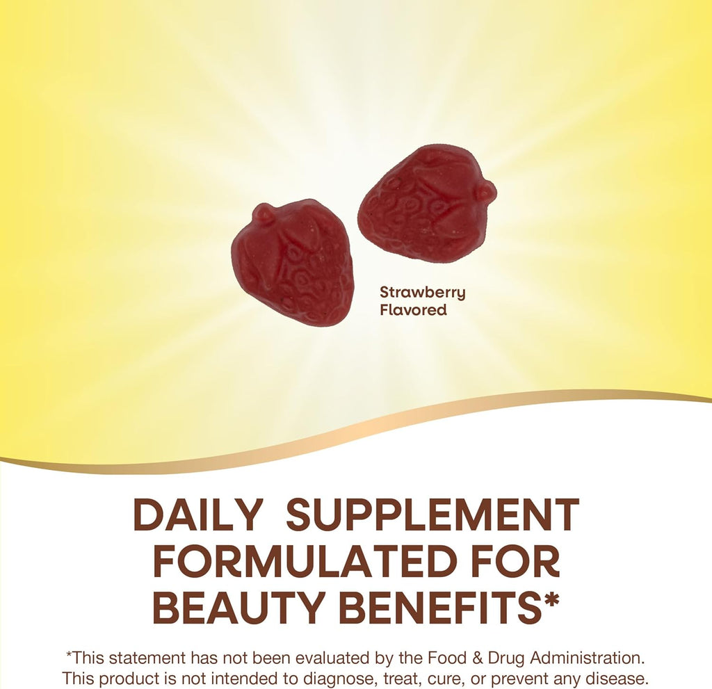 Strawberry Flavored Hair Skin & Nails Gummies, 60 Gummies J755