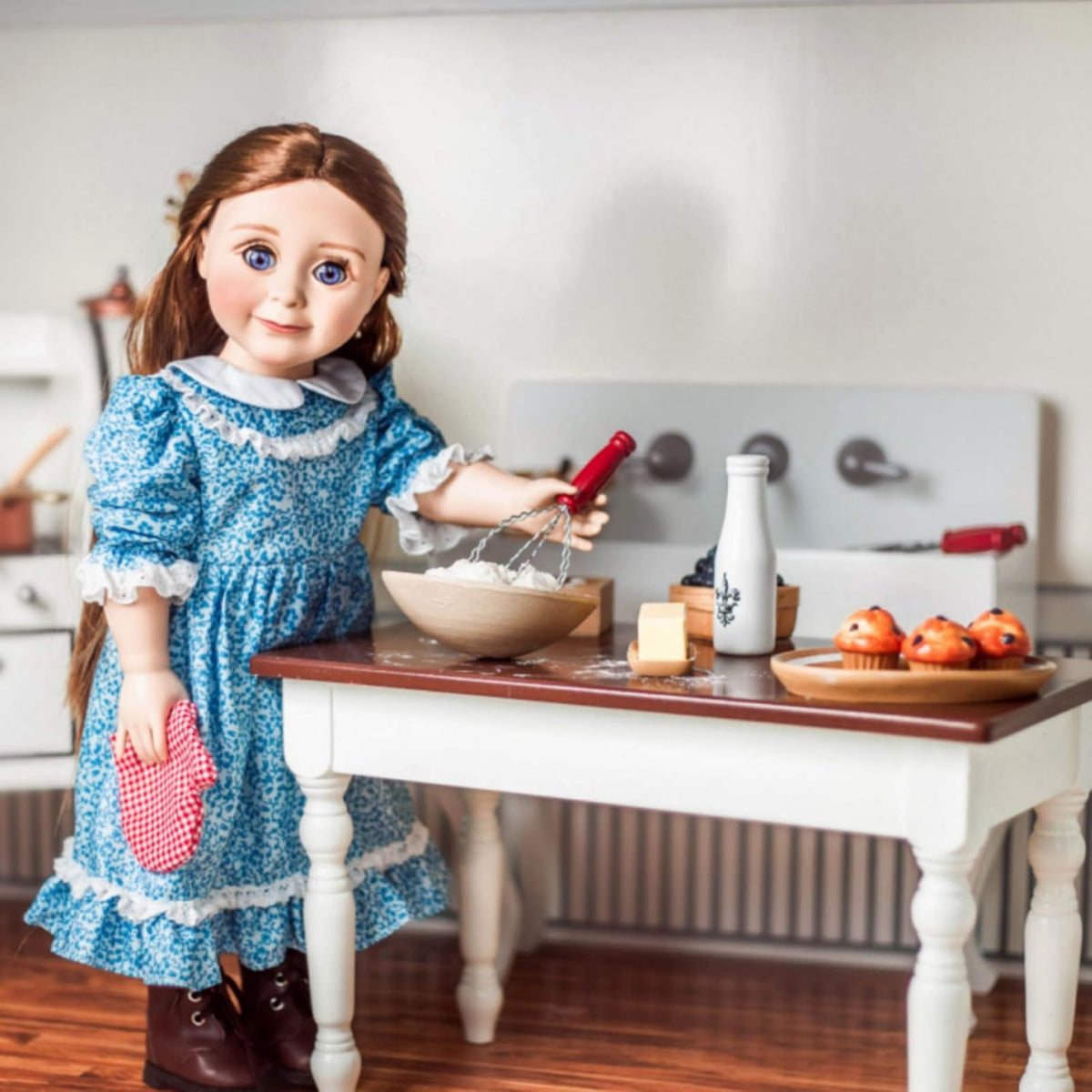 18 Inch Doll Furniture Wooden Kitchen Table and Two Chairs W44050