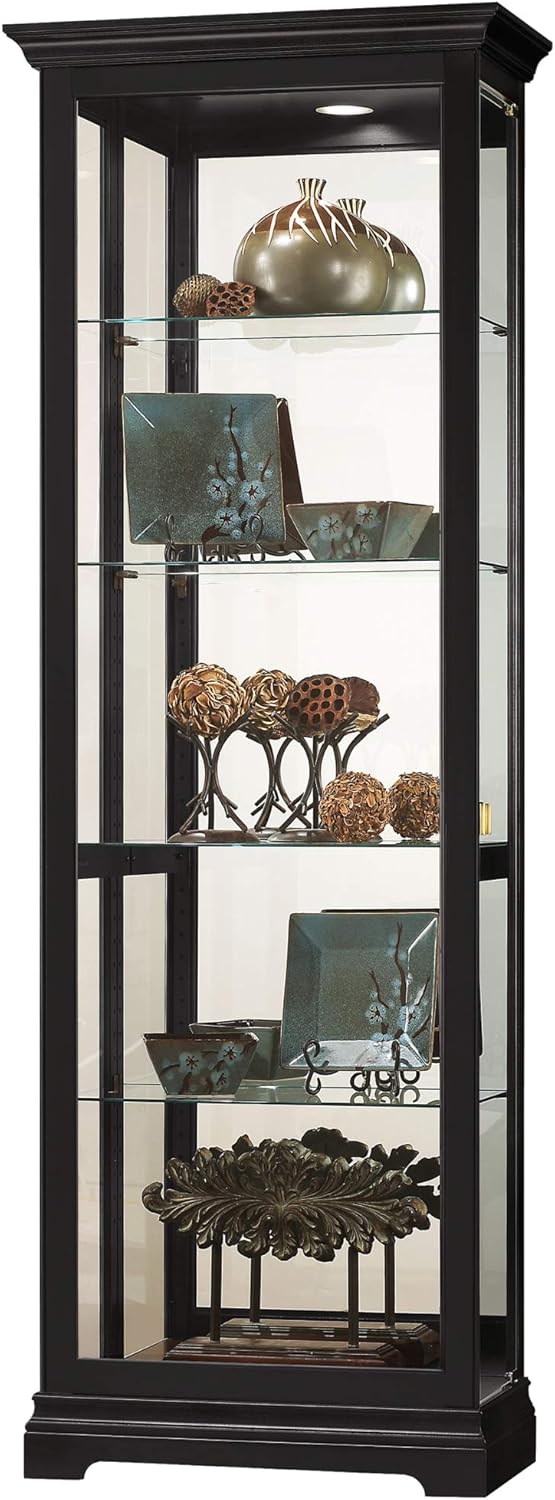 Black Satin Curio Cabinet with Four Glass Shelves U743