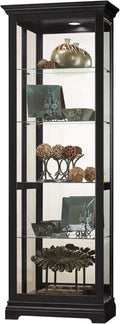 Black Satin Curio Cabinet with Four Glass Shelves U743