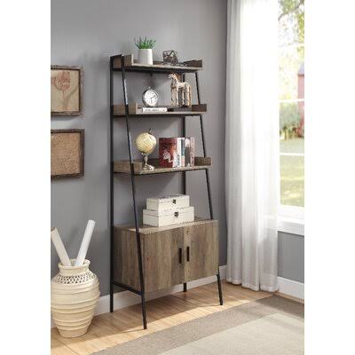 Rustic Oak Iron Bookcase Q77629