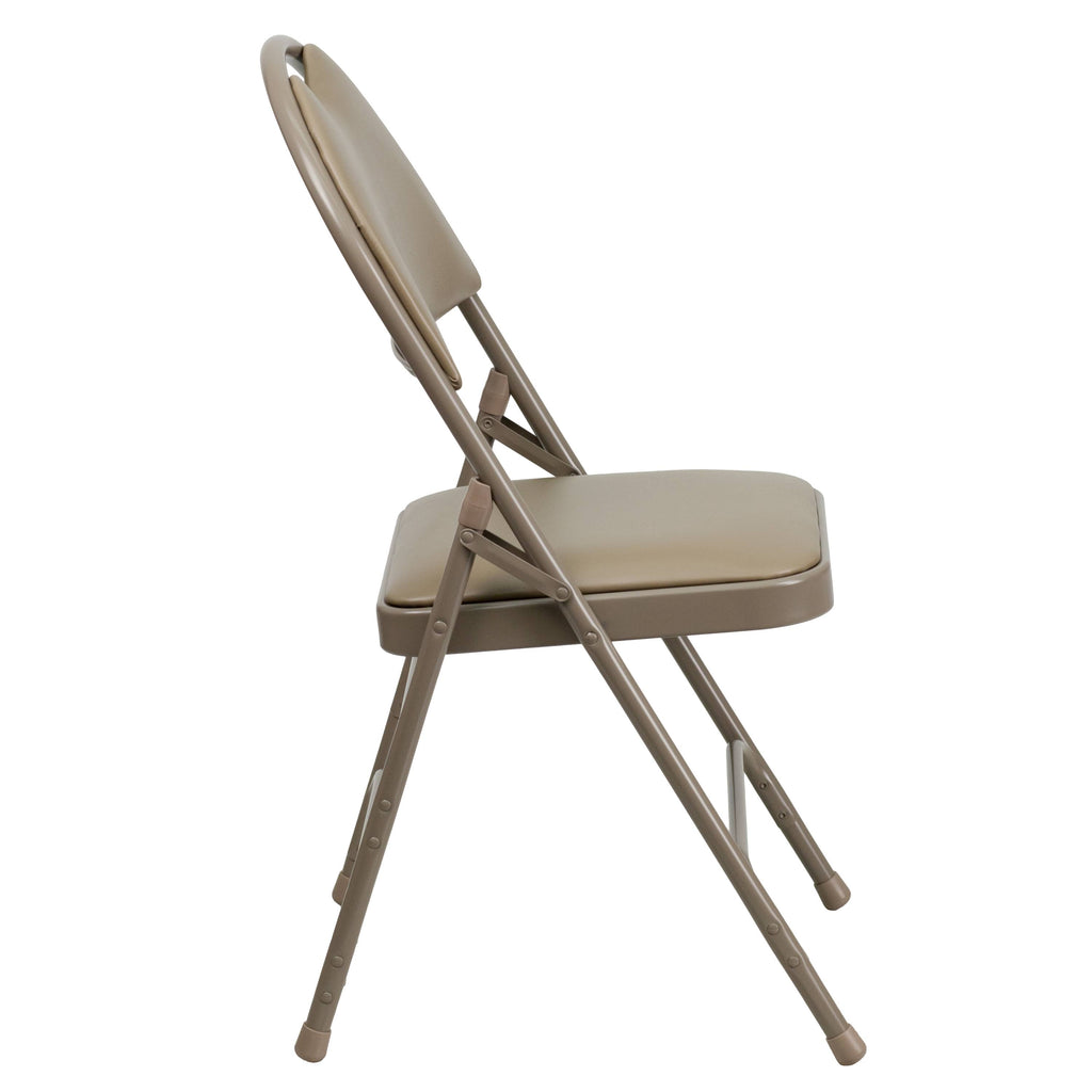 Beige Vinyl Metal Folding Chair T4535
