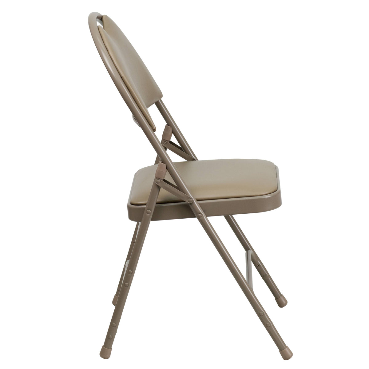 Beige Vinyl Metal Folding Chair T4535