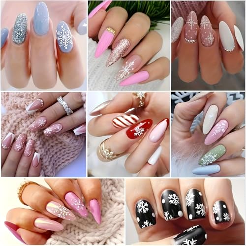 16 Sheets 7 Holiday Nail Art Stickers, Variety Pack All Season Nail Decals with Tweezers, 3D Self-Adhesive Nail Decoration M7897