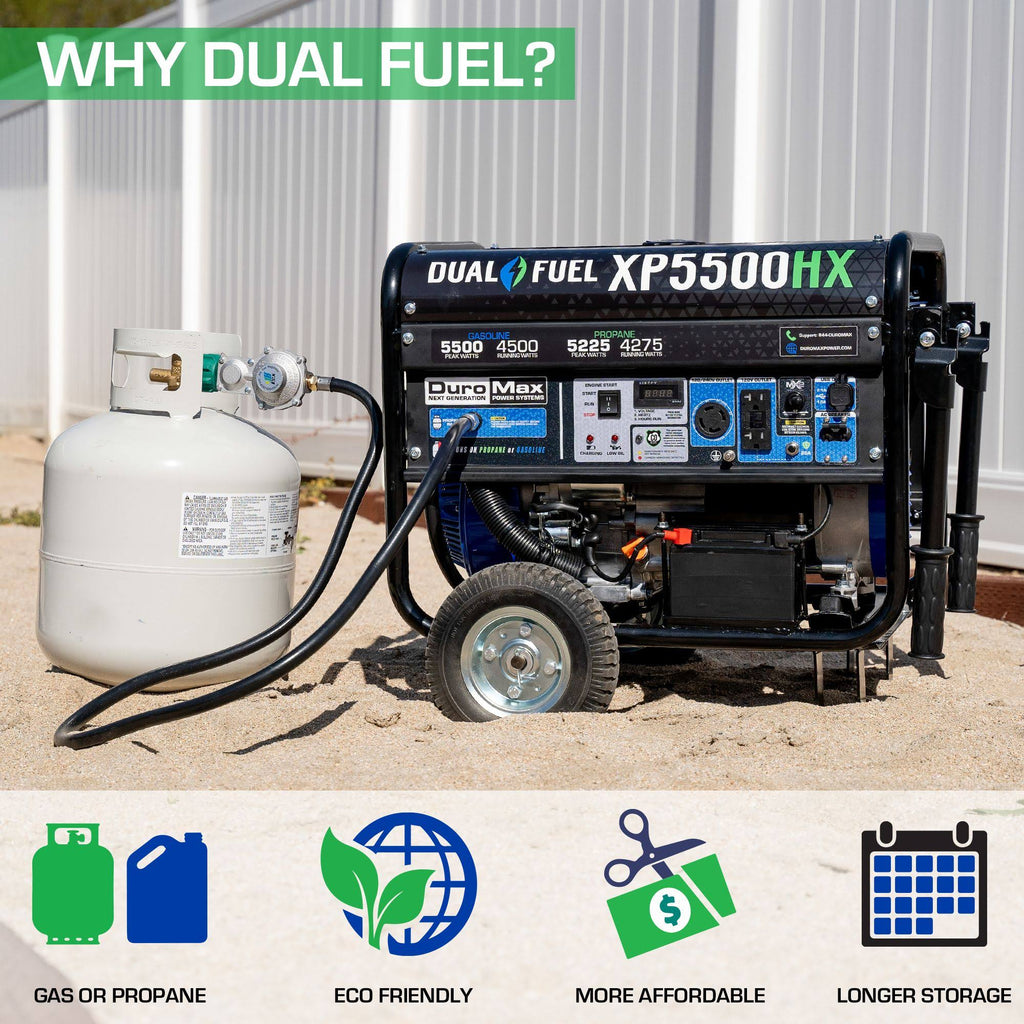 5,500/4,500-Watt Dual Fuel Gasoline/Propane Portable Generator E573056