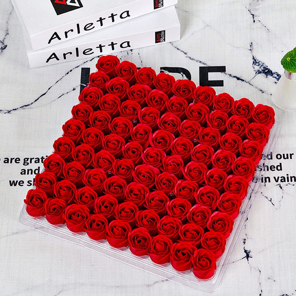 81Pcs Red Scented Bath Soap Rose Flower T612396